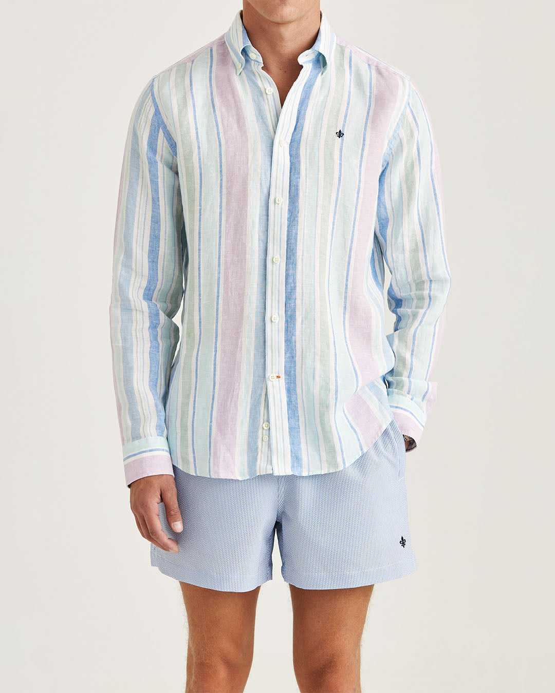 Morris Happy Linen Stripe Shirt
