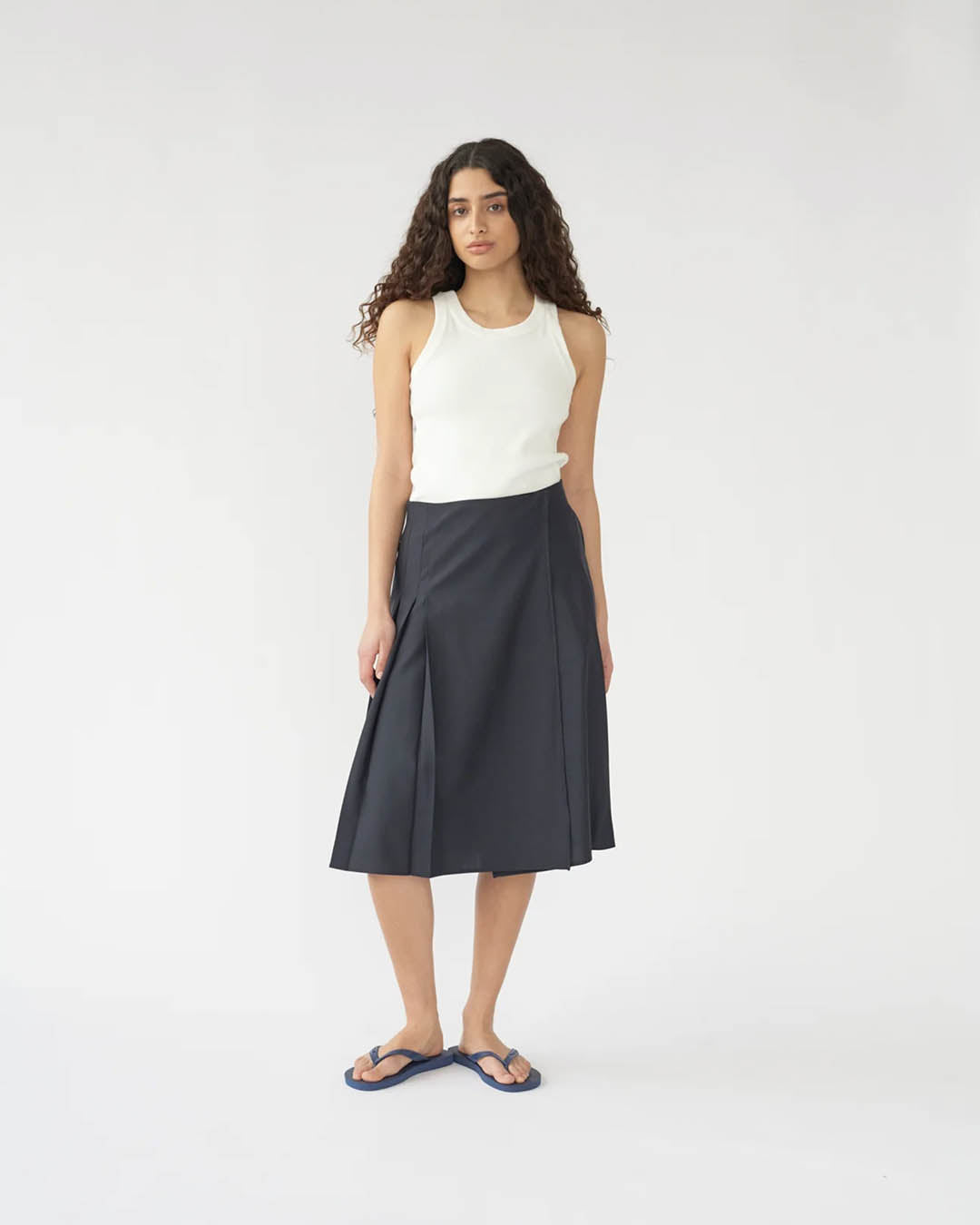 AF Agger Tropical Wool Pleated Skirt