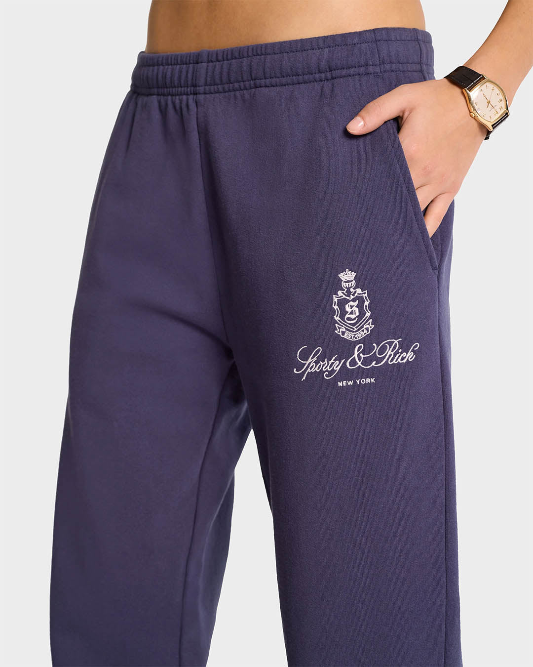 Sporty & Rich Vendome Embroidered Straight Leg Sweatpant