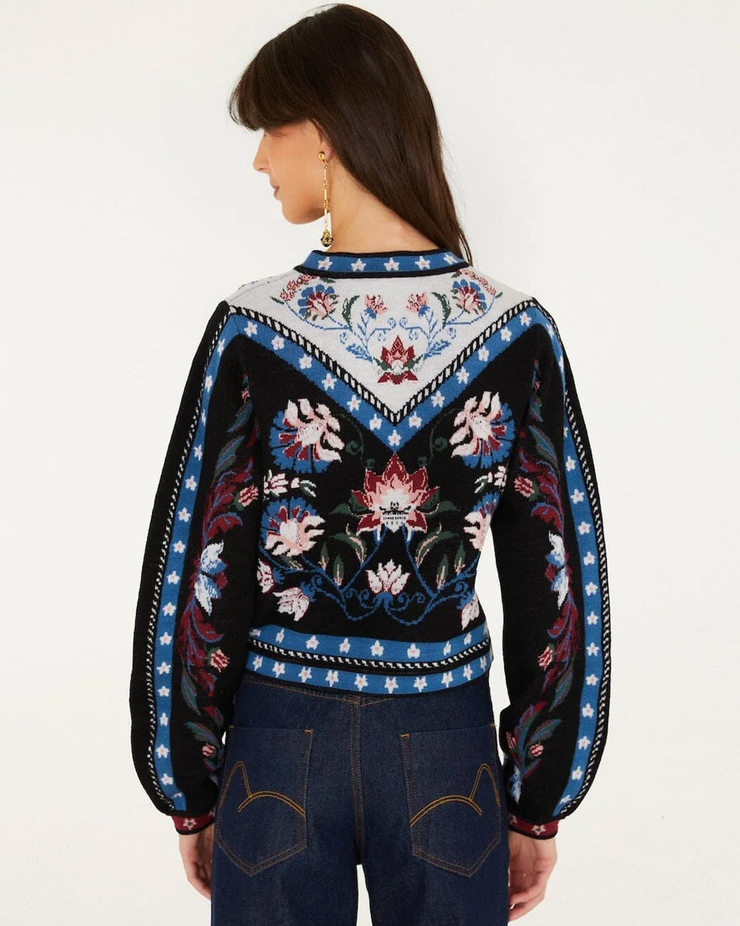 Farm Rio Natalia Burgundy Knit Sweater