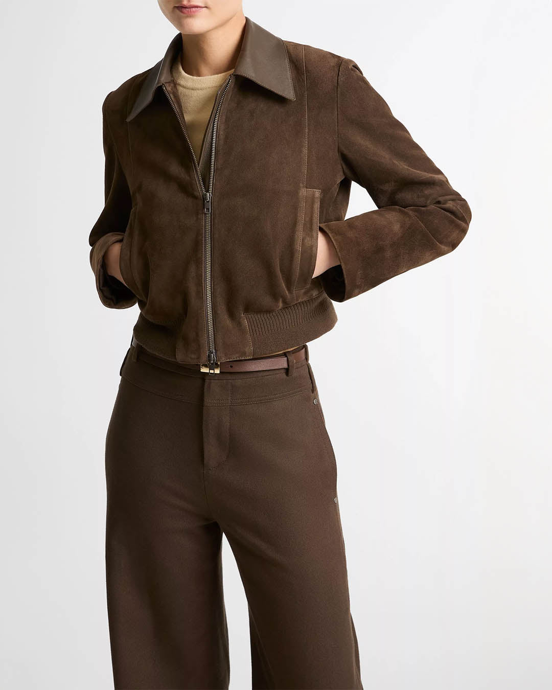 Vince Suede Shrunken Bomber
