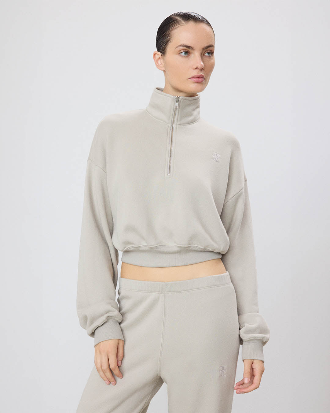 Eterne Cropped Half-Zip Sweatshirt