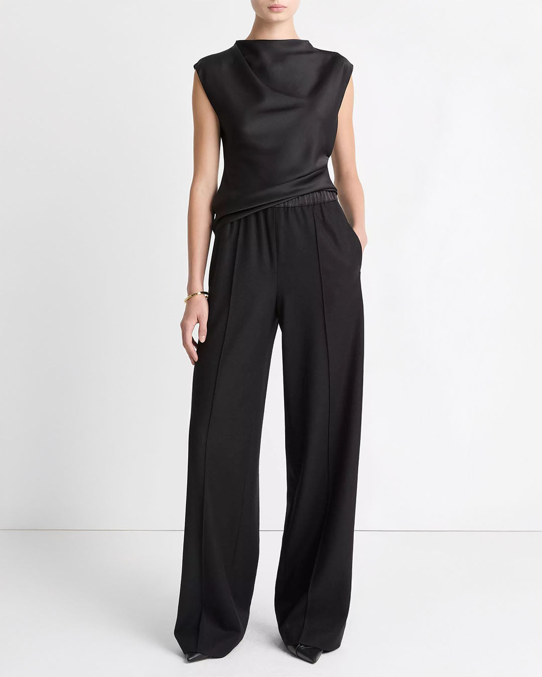 Vince Mid Rise Satin Combo Pull On Pant