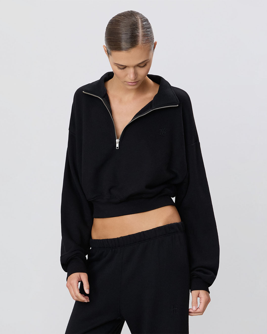 Eterne Cropped Half-Zip Sweatshirt