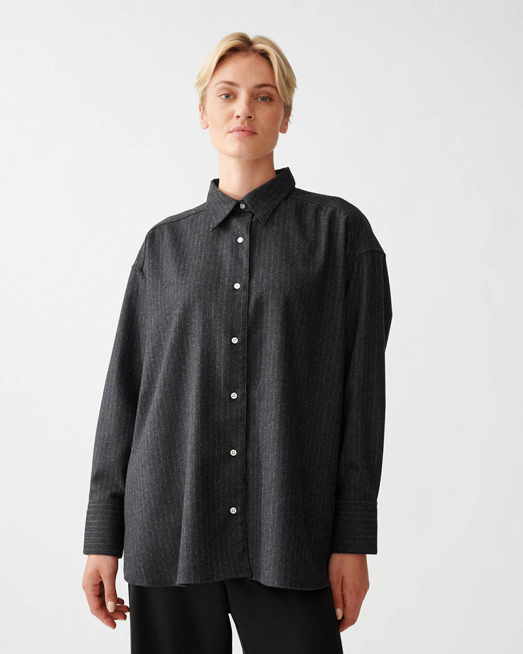 Julie Josephine Oversized Boyfriend Jersey Wool Shirt