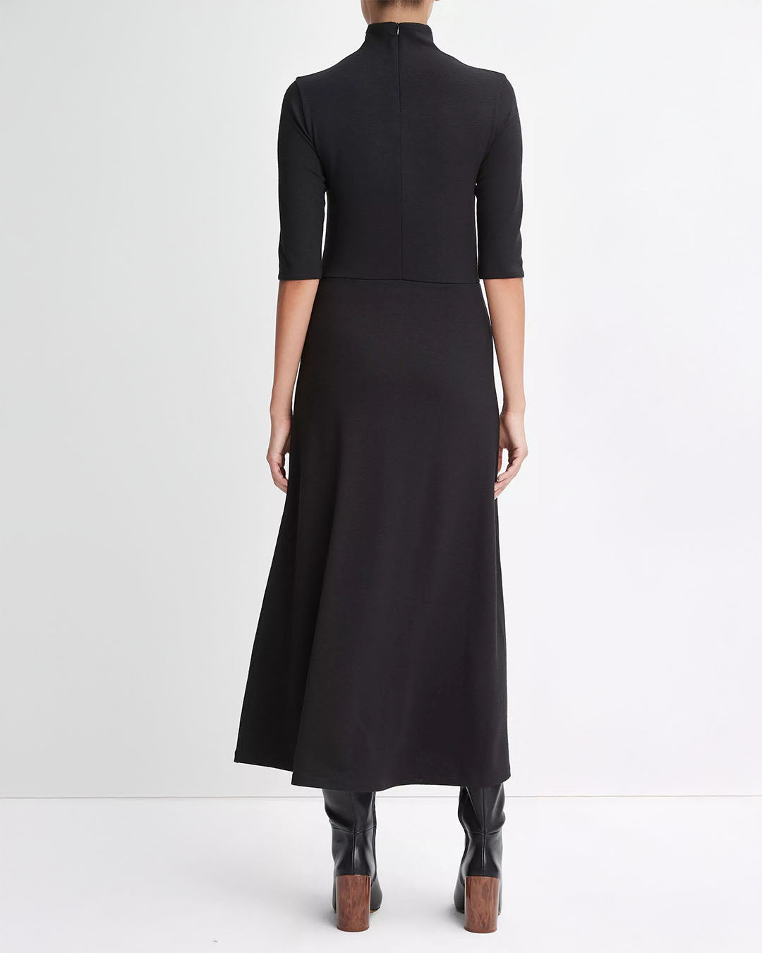 Vince Elbow-Sleeve Turtleneck Dress