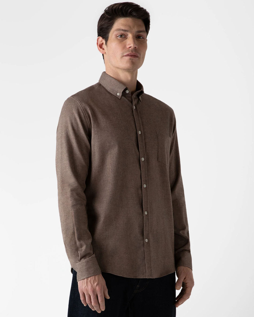 Sunspel Brushed Cotton Flannel Shirt