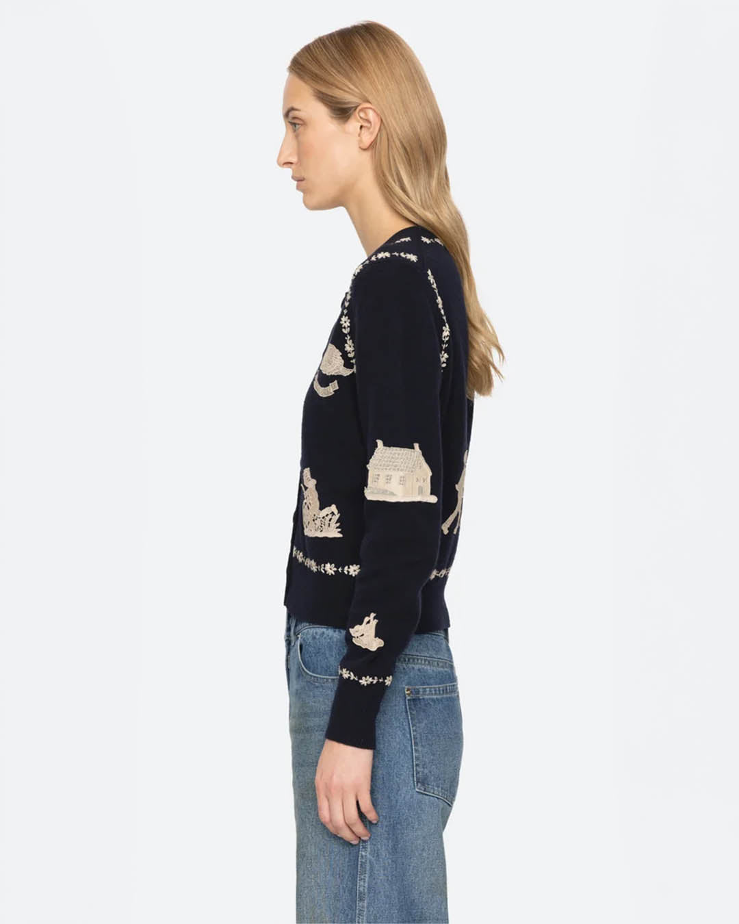 Sea New York Margeurite Lace Patch L/SLV Cardigan