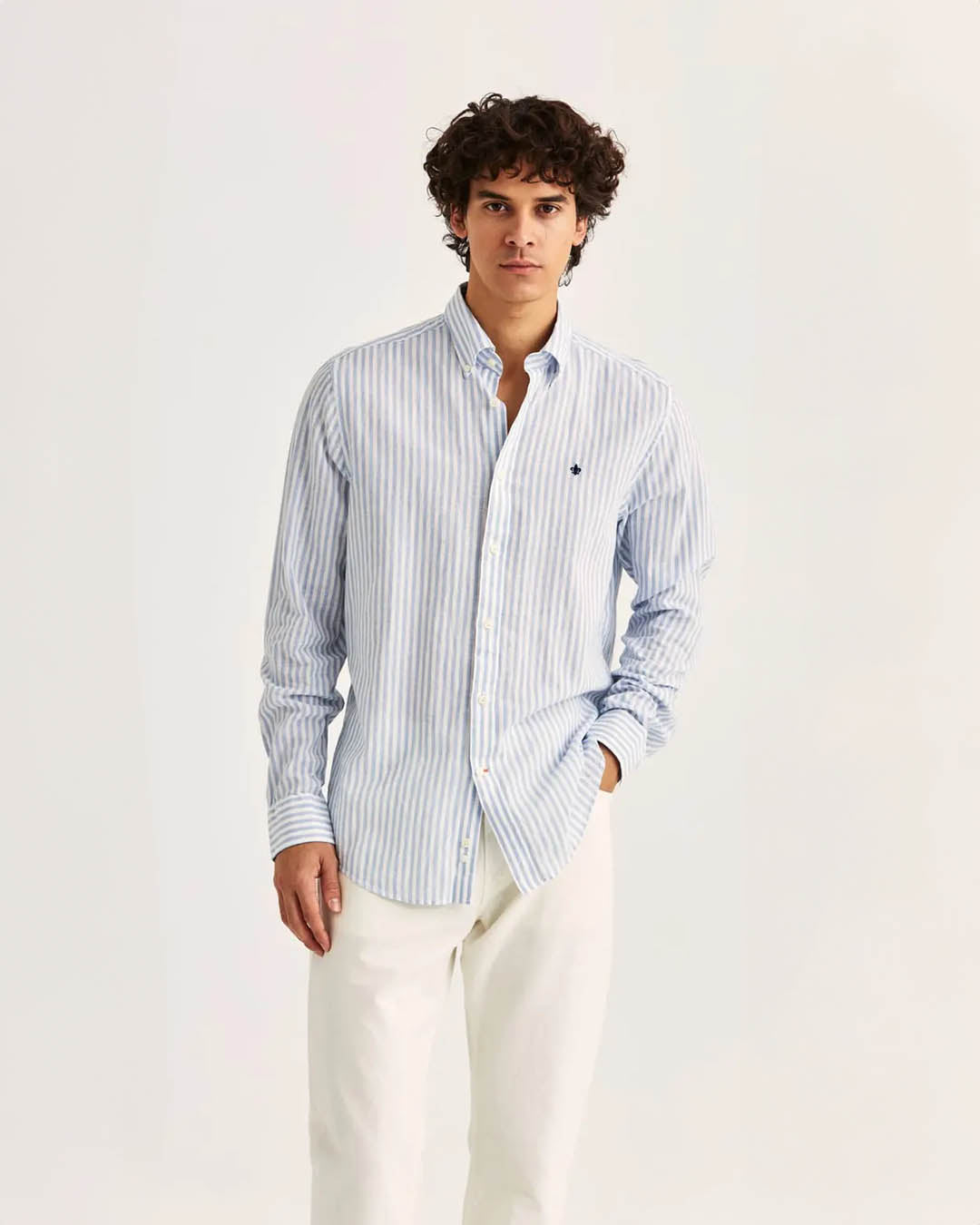 Morris Douglas Linen Stripe Shirt