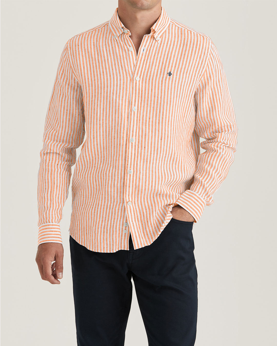 Morris Douglas Linen Stripe Shirt