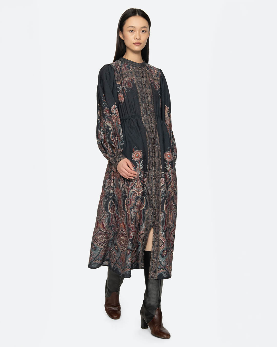 Sea New York Hyacinth Print L/SLV Midi Dress
