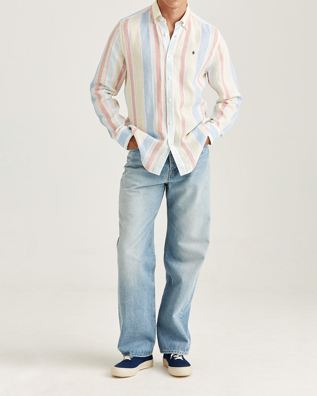 Morris Happy Linen Stripe Shirt