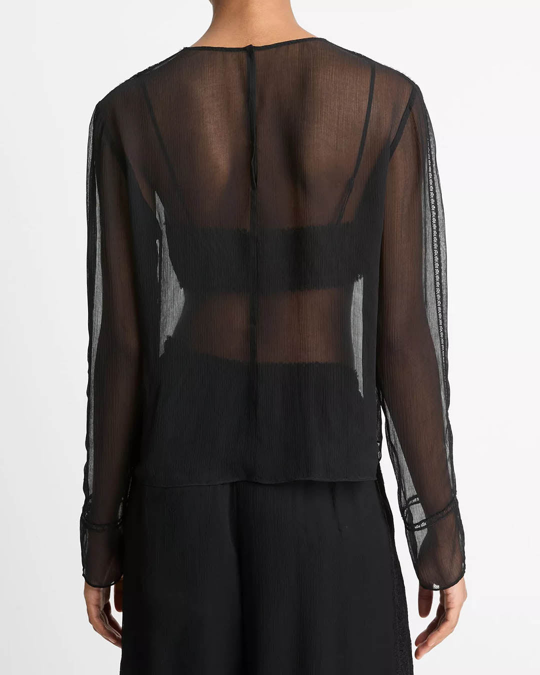 Vince Sheer Lace Trim Top