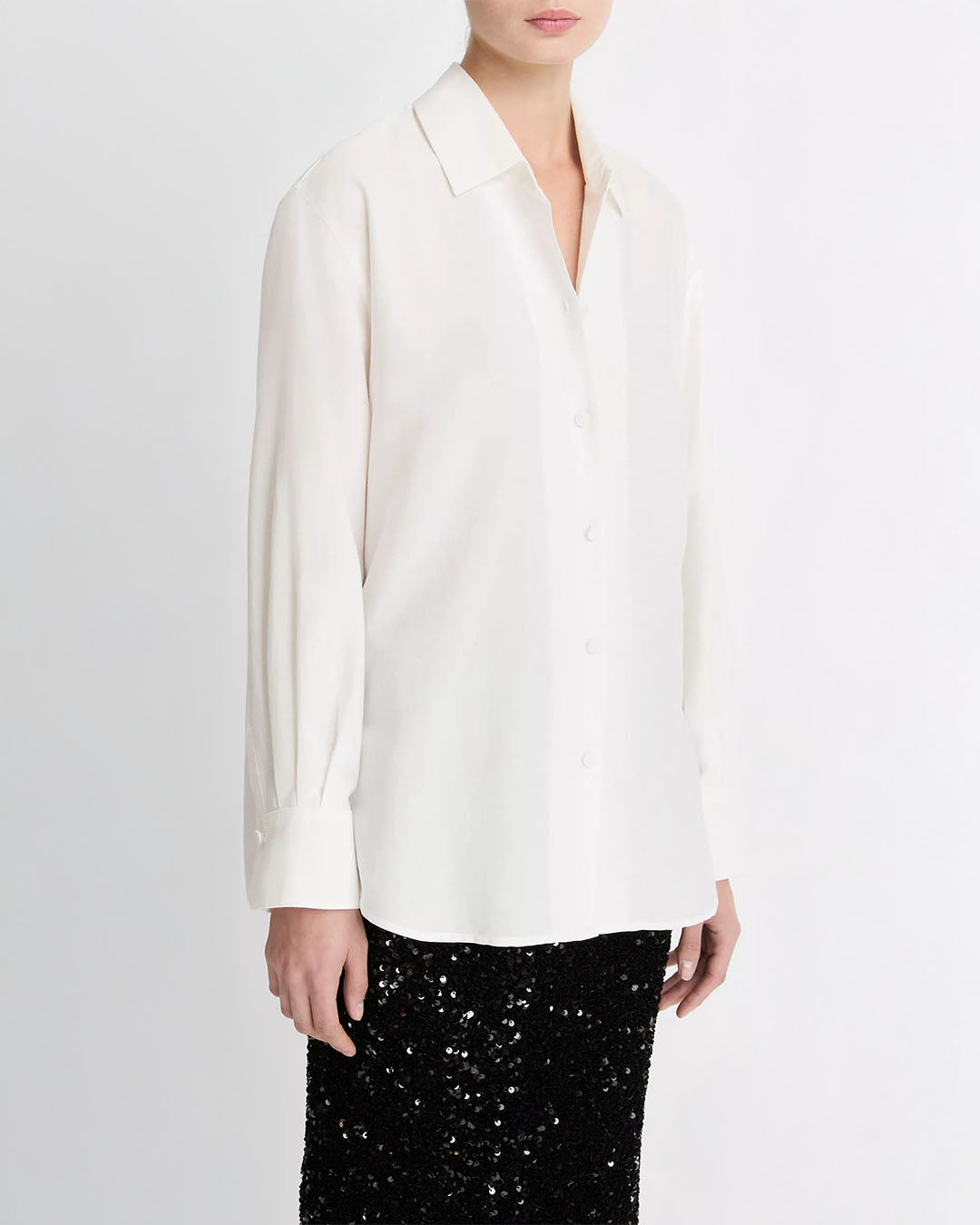Vince Refined Twill Covered-Button Shirt