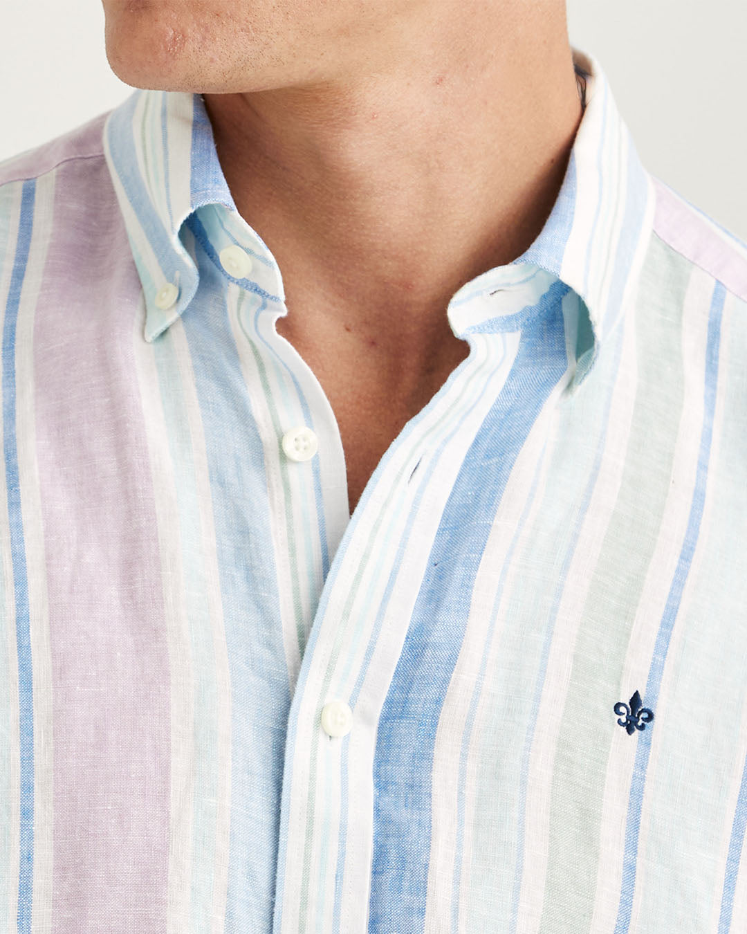 Morris Happy Linen Stripe Shirt