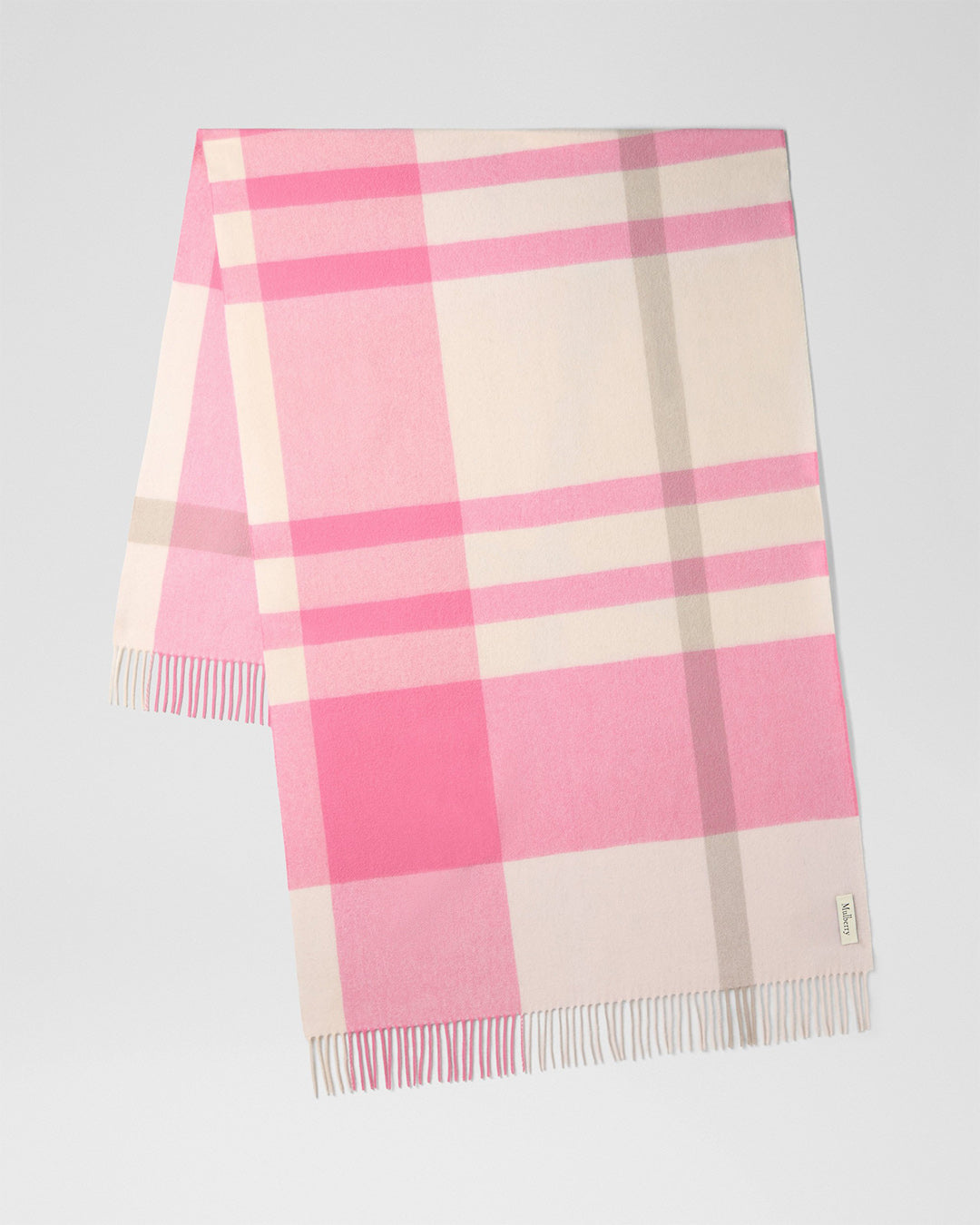 Mulberry Large Check Merino Wool Scarf