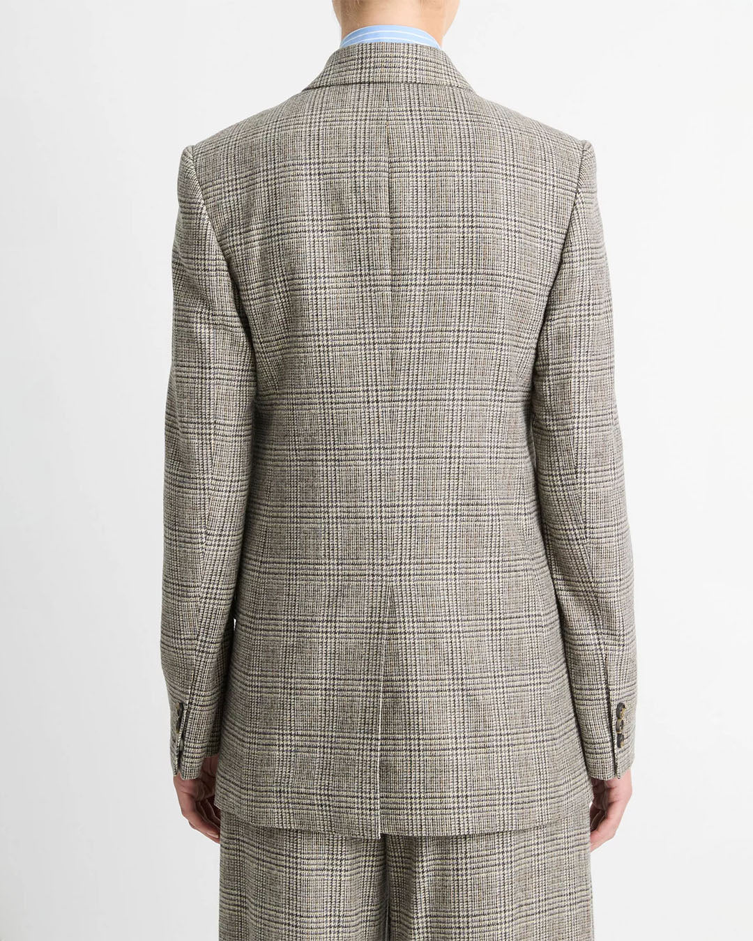 Vince Plaid Double Breasted Blazer