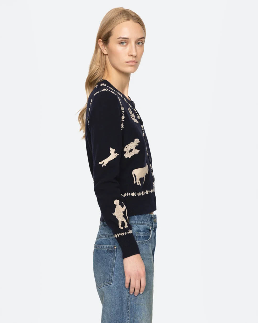 Sea New York Margeurite Lace Patch L/SLV Cardigan