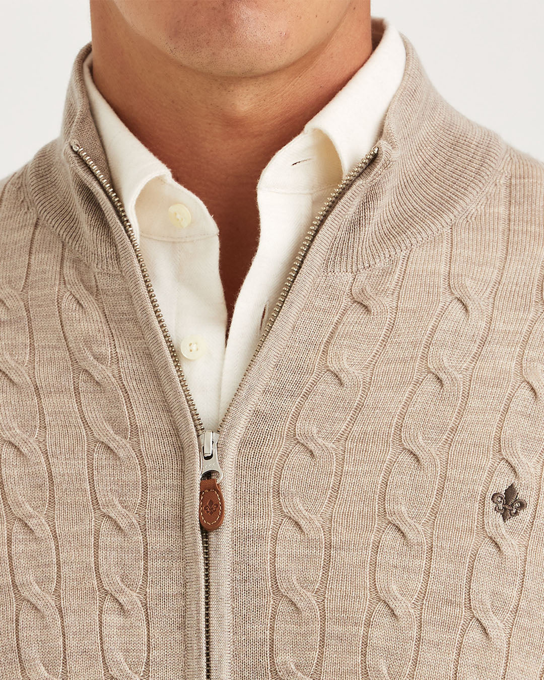 Morris Merino Cable Zip Cardigan