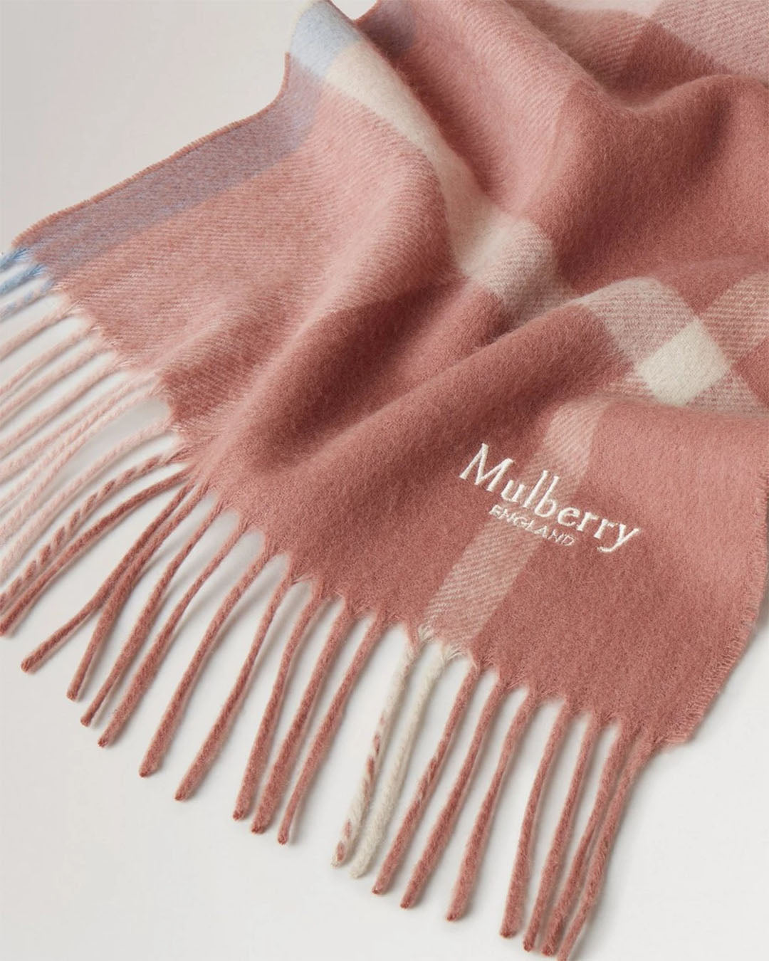 Mulberry Small Check Merino Wool Scarf 30x200