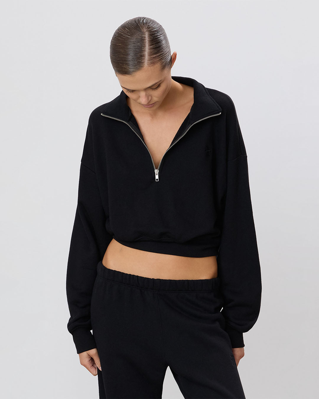Eterne Cropped Half-Zip Sweatshirt