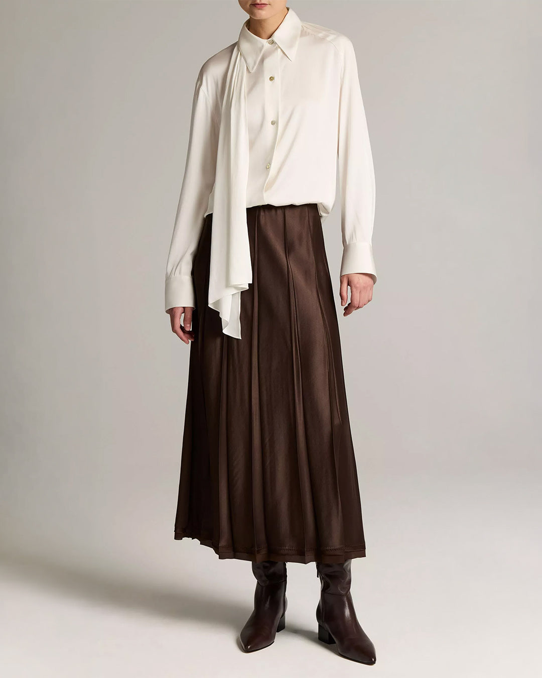 Vince Raw-Edge Satin Skirt