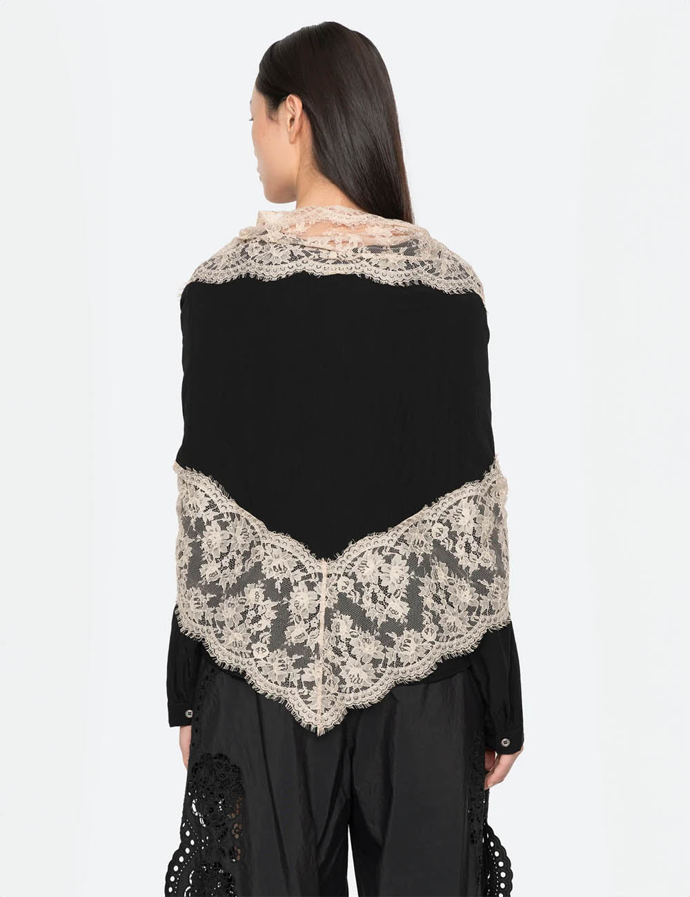 Sea New York Lisette Solid L/SLV Blouse W/Lace Scarf