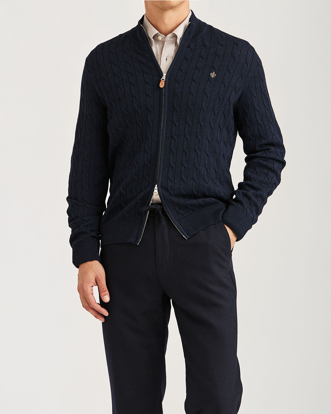 Morris Merino Cable Zip Cardigan