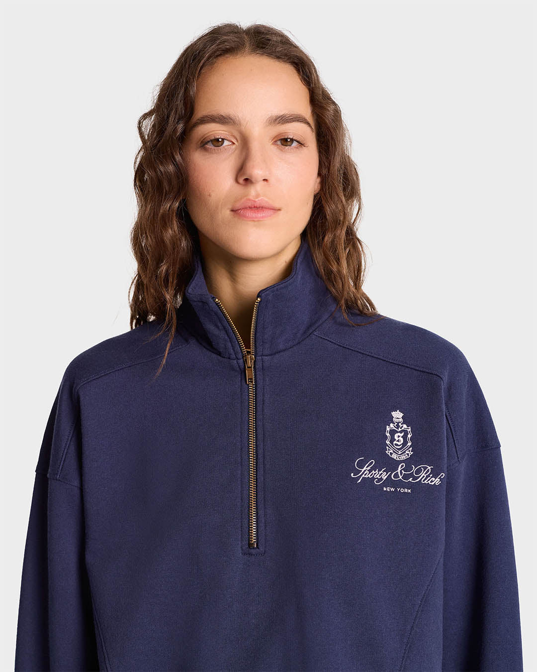 Sporty & Rich Vendome Embroidered Quarter Zip