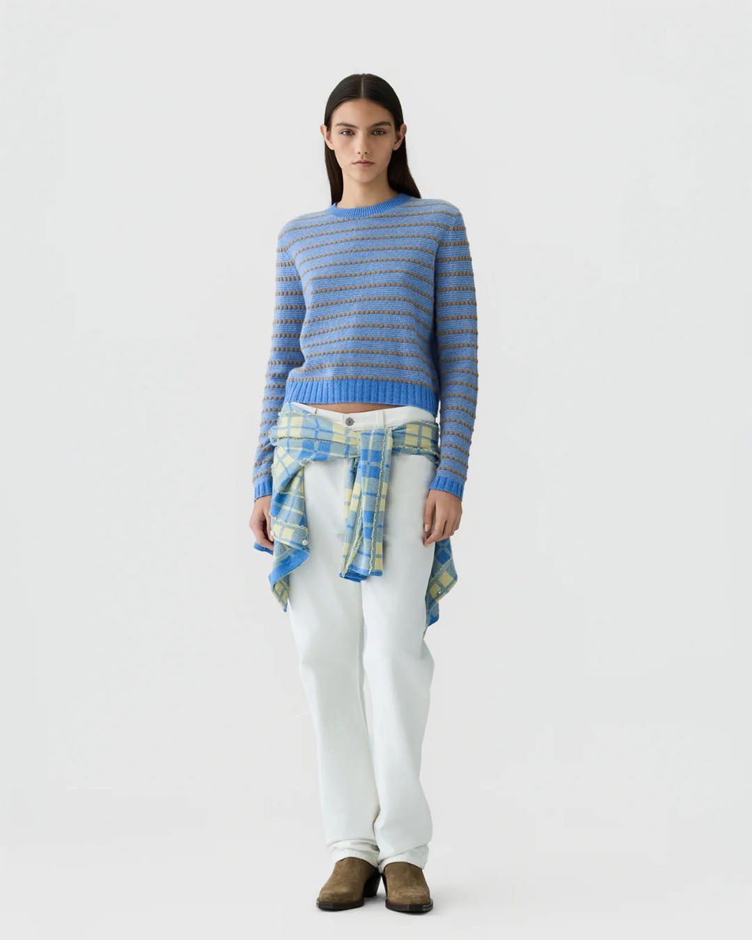 Guest In Residence Pebble Stripe Shrunken Crew