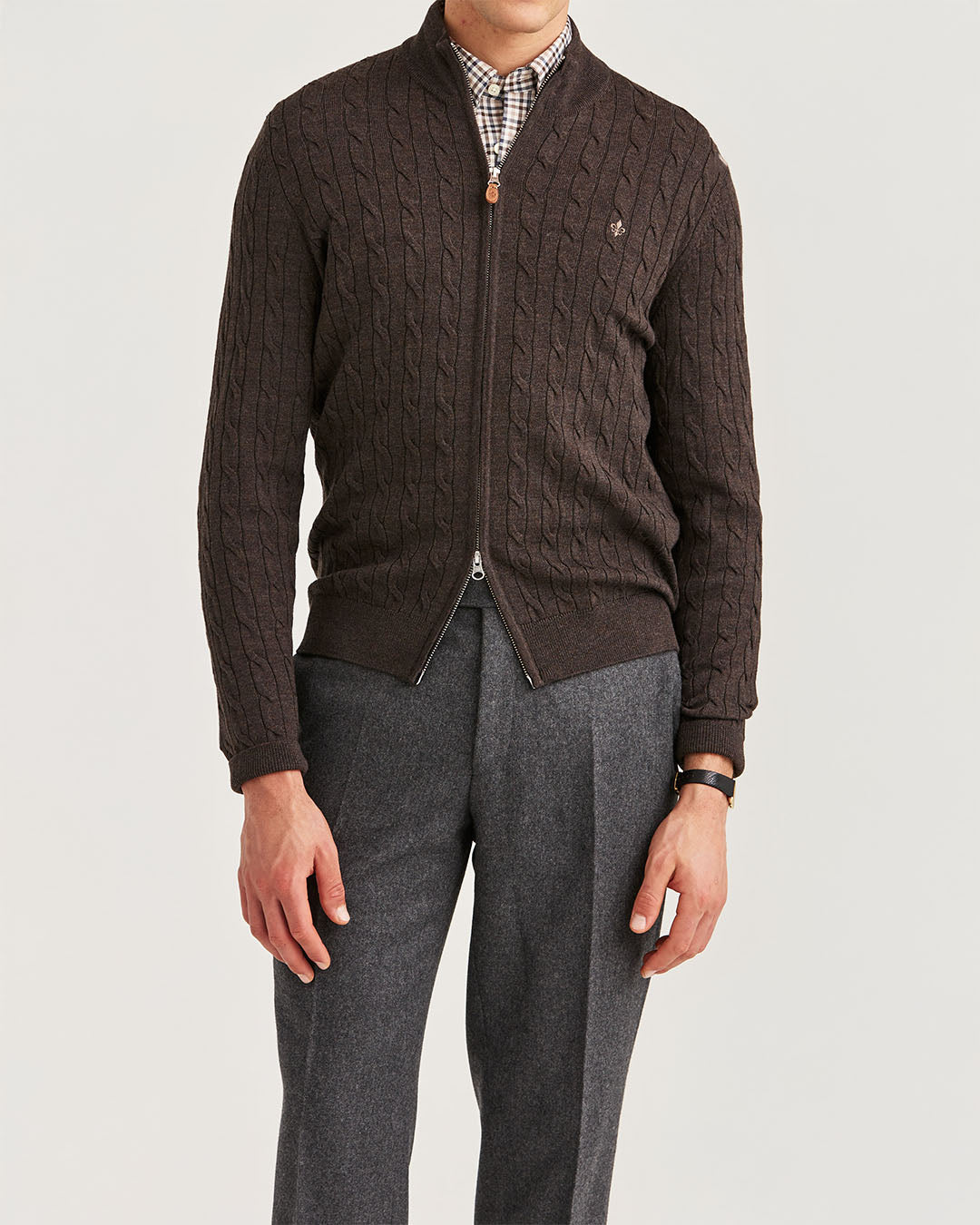 Morris Merino Cable Zip Cardigan