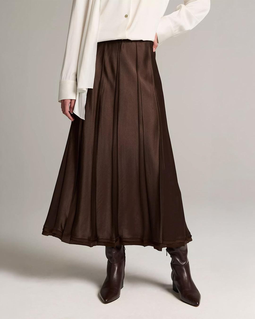 Vince Raw-Edge Satin Skirt