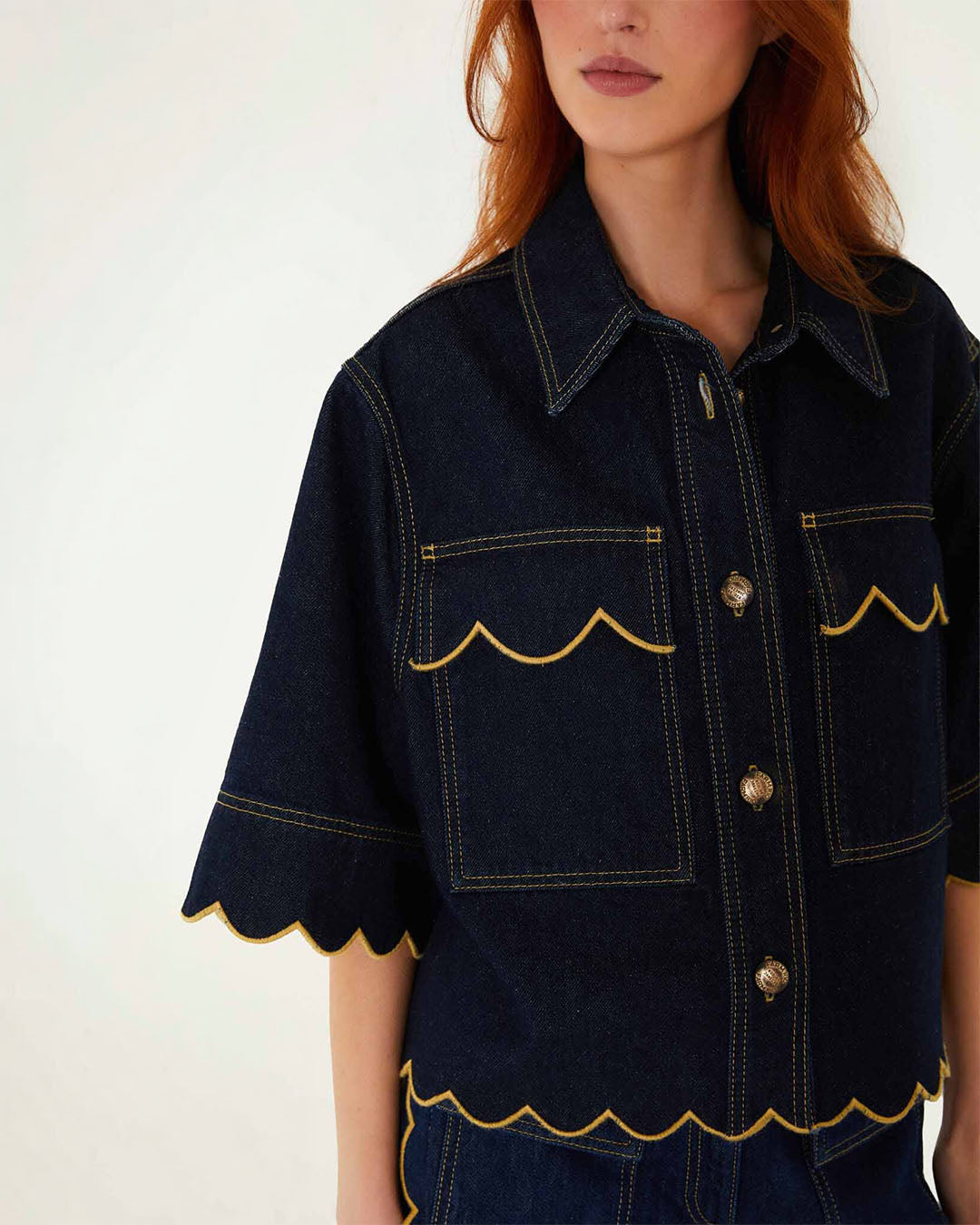 Farm Rio Short Sleeve Scallop Jacket