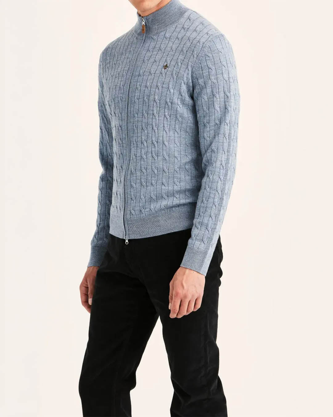 Morris Merino Cable Zip Cardigan