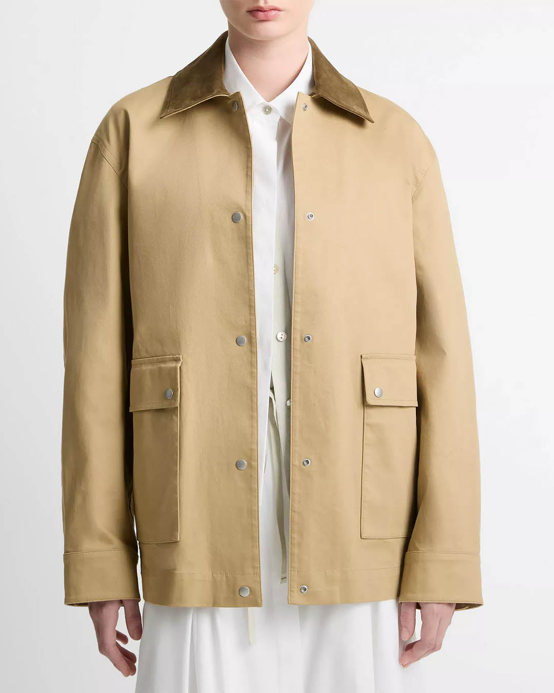 Vince Suede Collar Utility Snap Front JKT