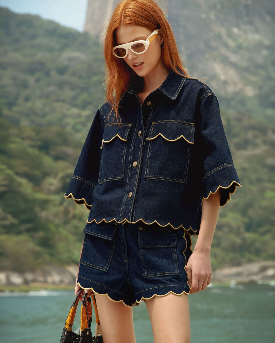 Farm Rio Short Sleeve Scallop Jacket