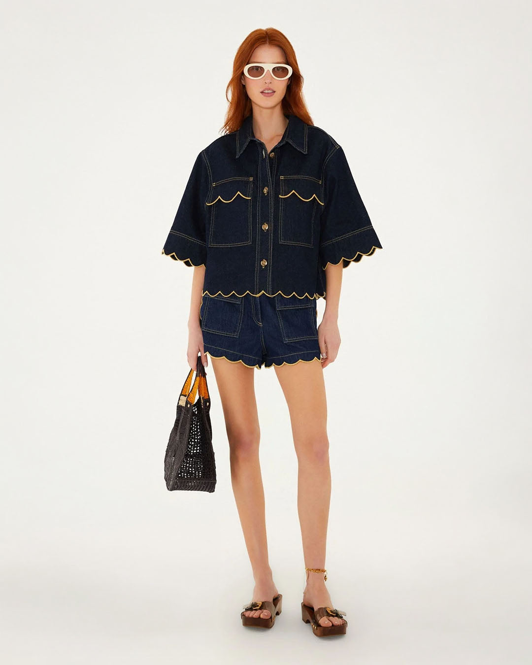 Farm Rio Short Sleeve Scallop Jacket