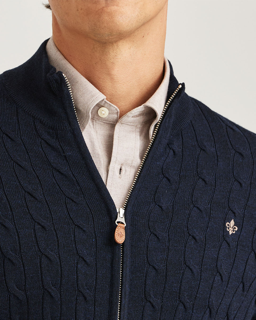 Morris Merino Cable Zip Cardigan