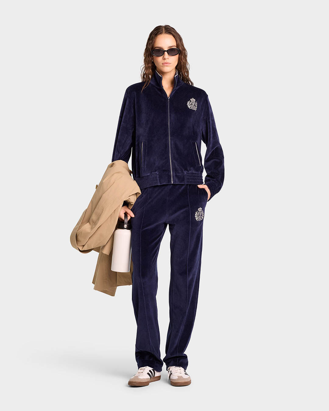 Sporty & Rich NY Crest Velour Track Jacket