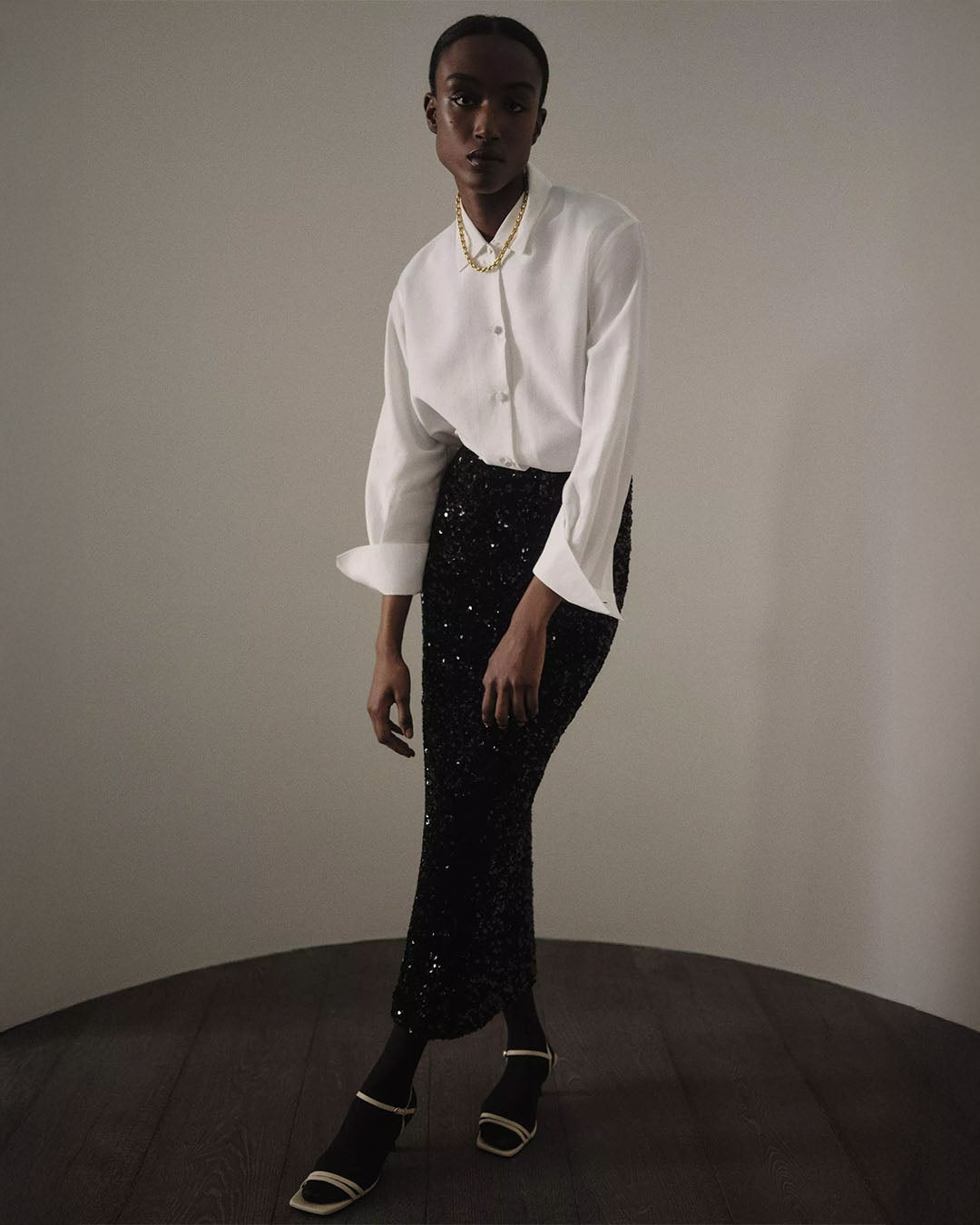 Vince Refined Twill Covered-Button Shirt