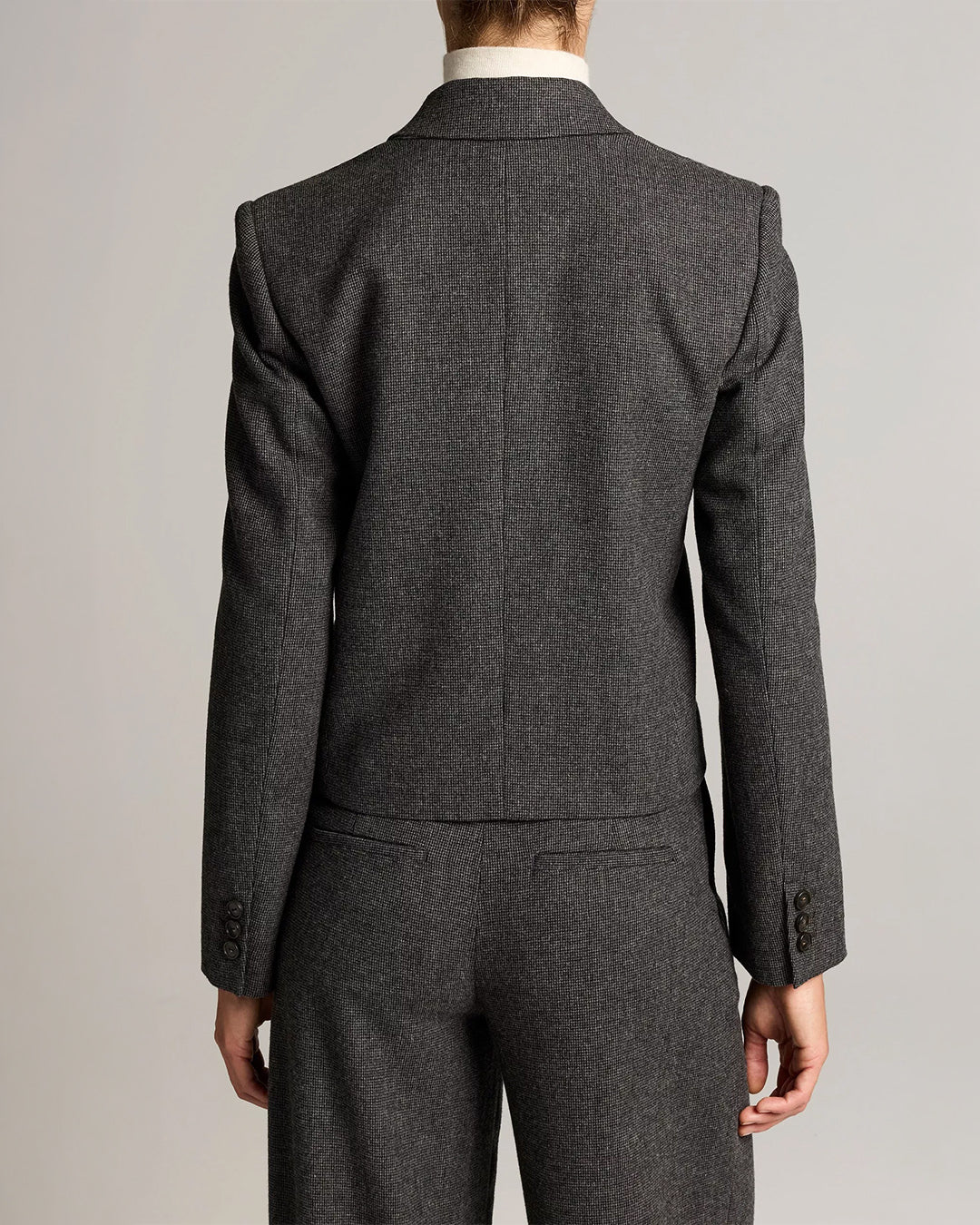 Vince Micro Houndstooth Short Wool Blazer
