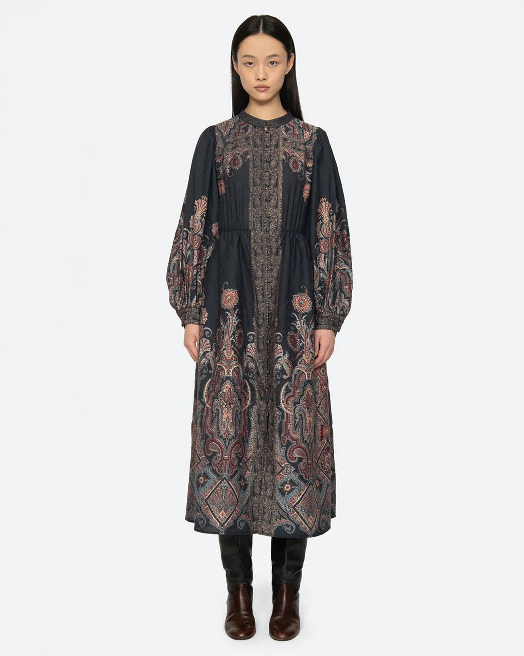 Sea New York Hyacinth Print L/SLV Midi Dress