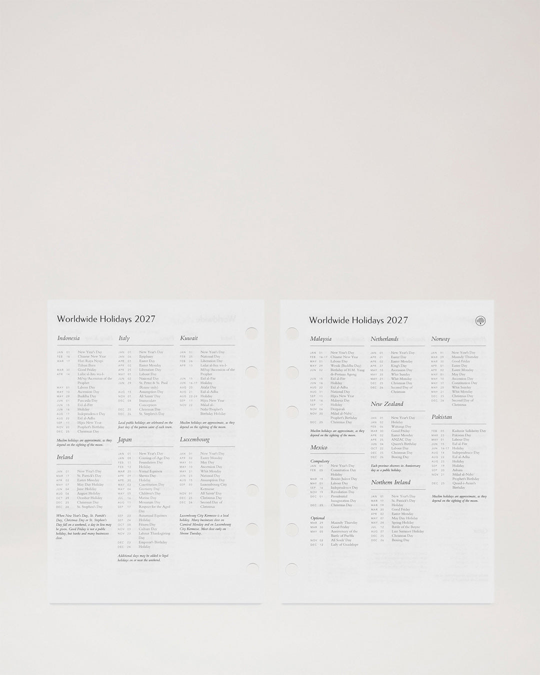 Mulberry 2027 Agenda Diary Insert