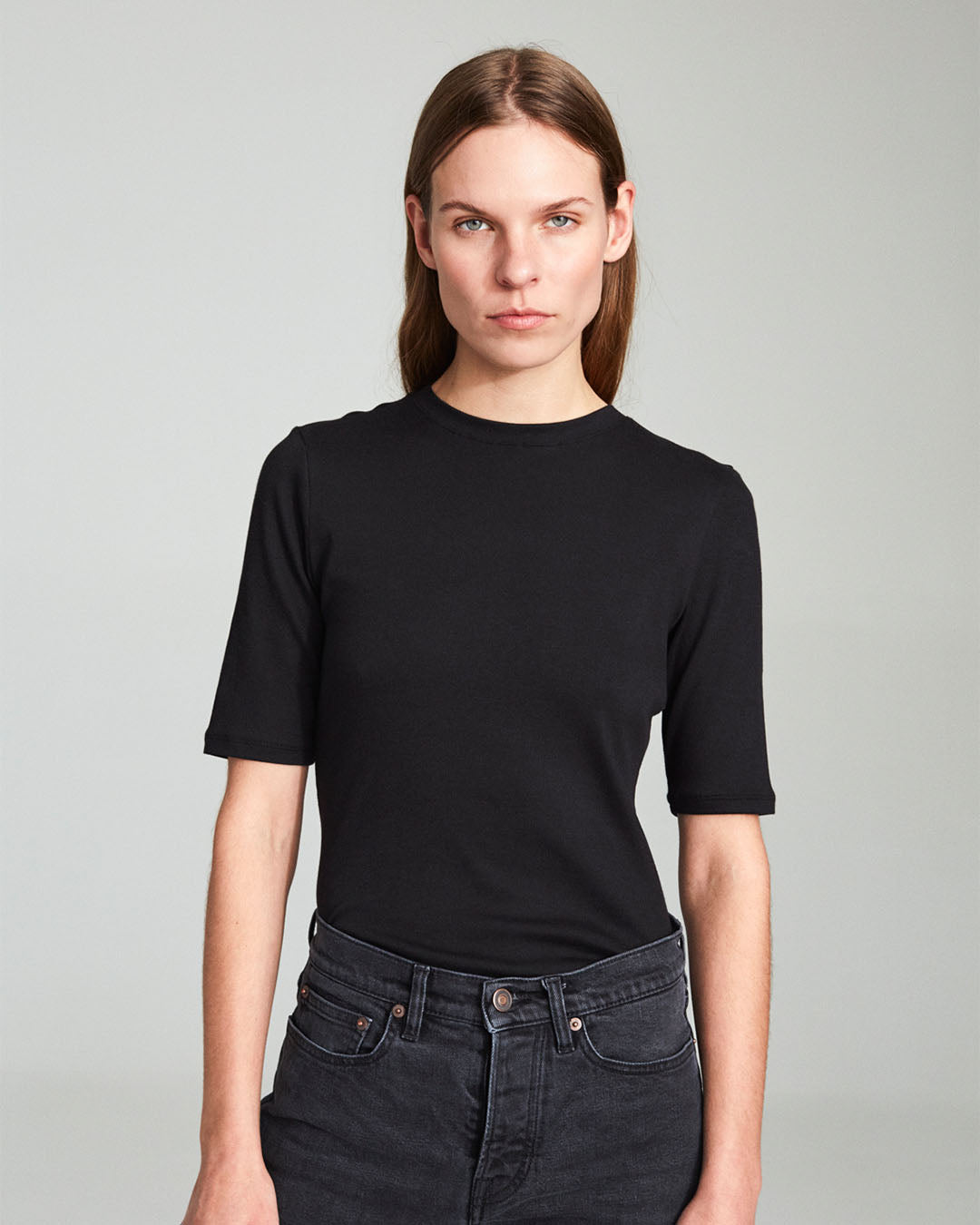 Julie Josephine Half Sleeve Roundneck Rib Tee