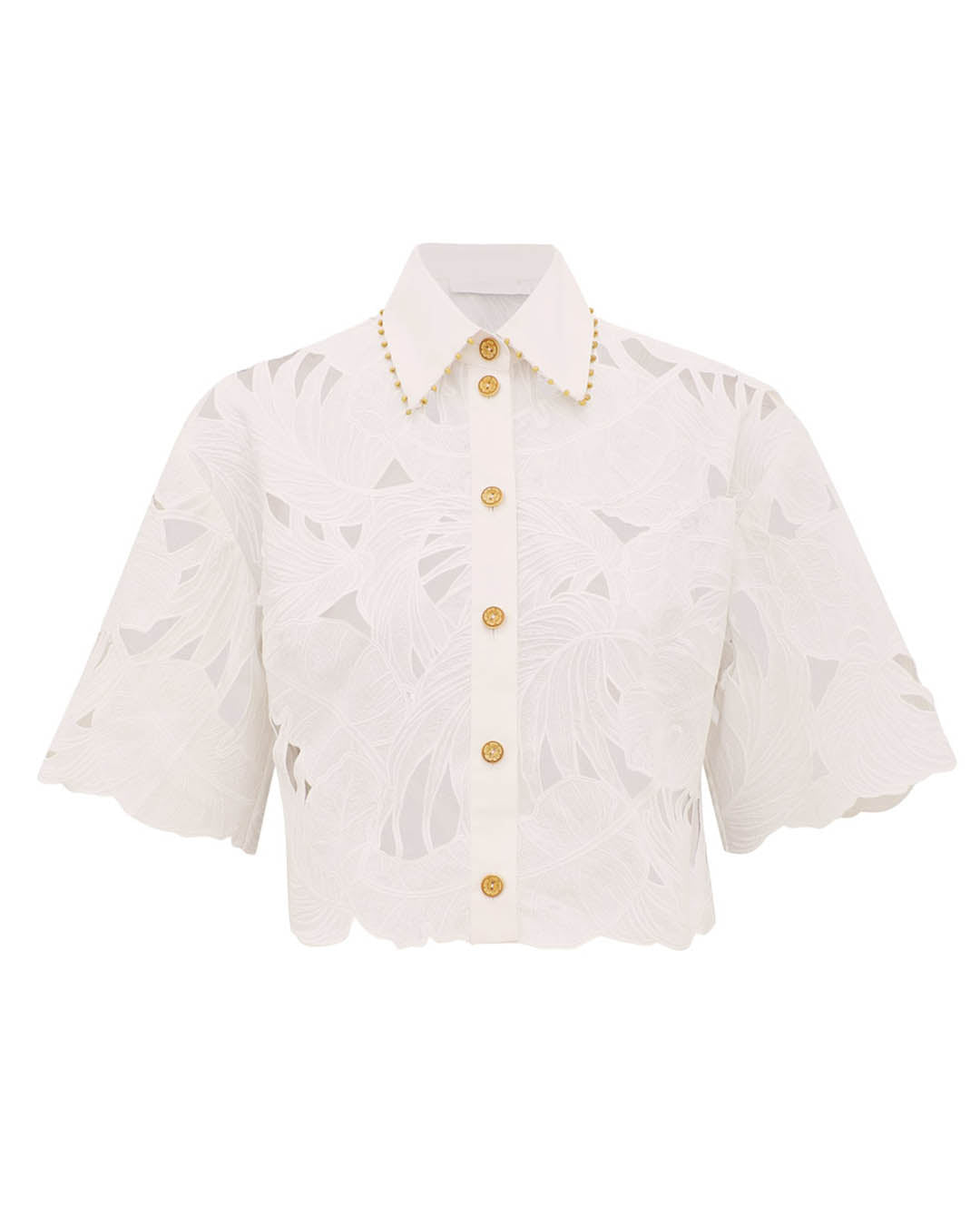 Zimmermann Mahon Embroidered Crop Shirt