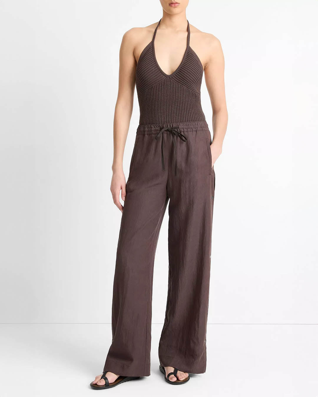 Vince Mid Rise Side Snap Pull On Pant