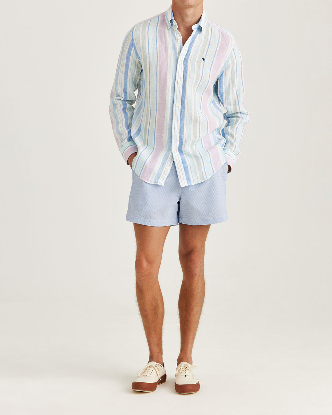 Morris Happy Linen Stripe Shirt