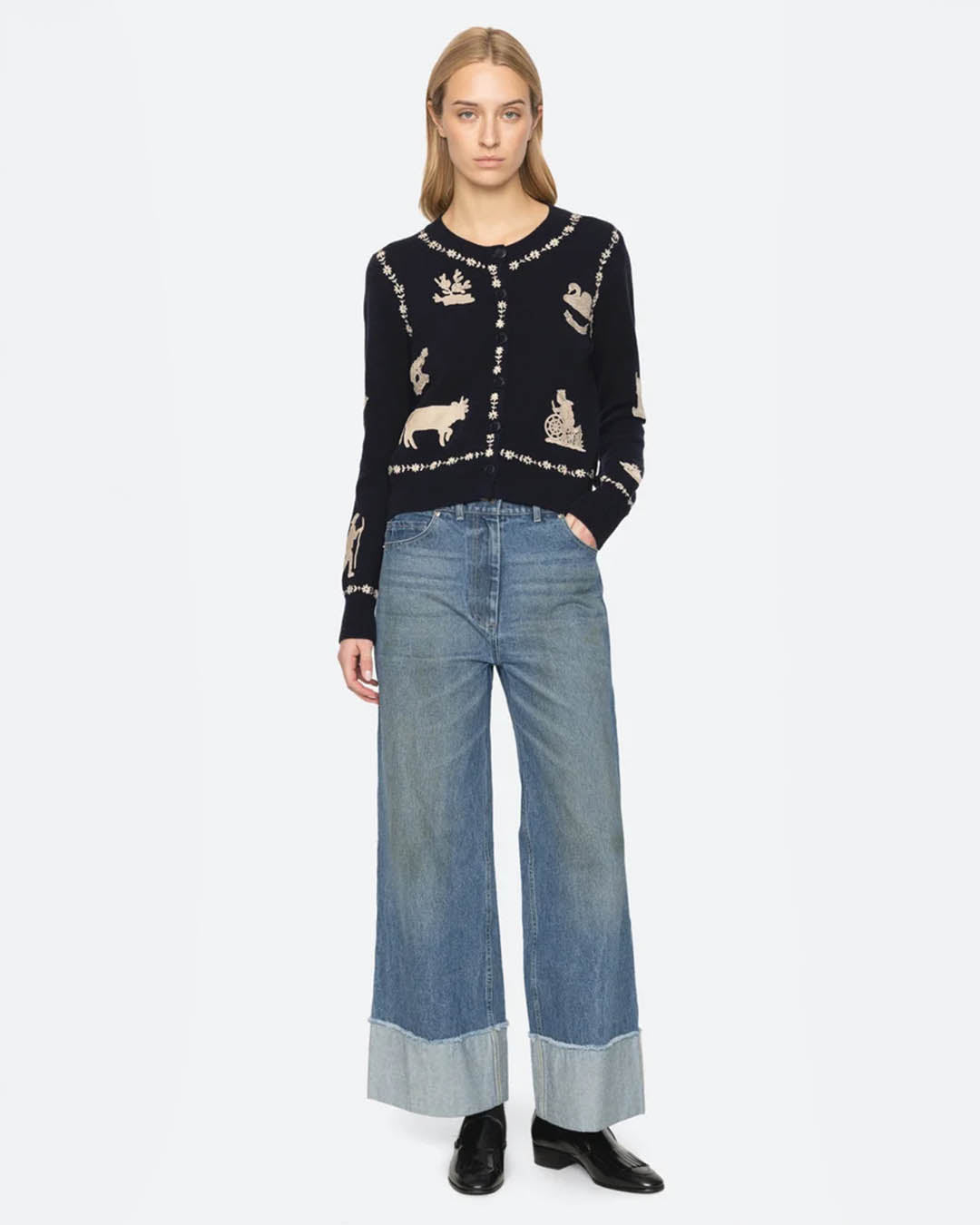 Sea New York Margeurite Lace Patch L/SLV Cardigan