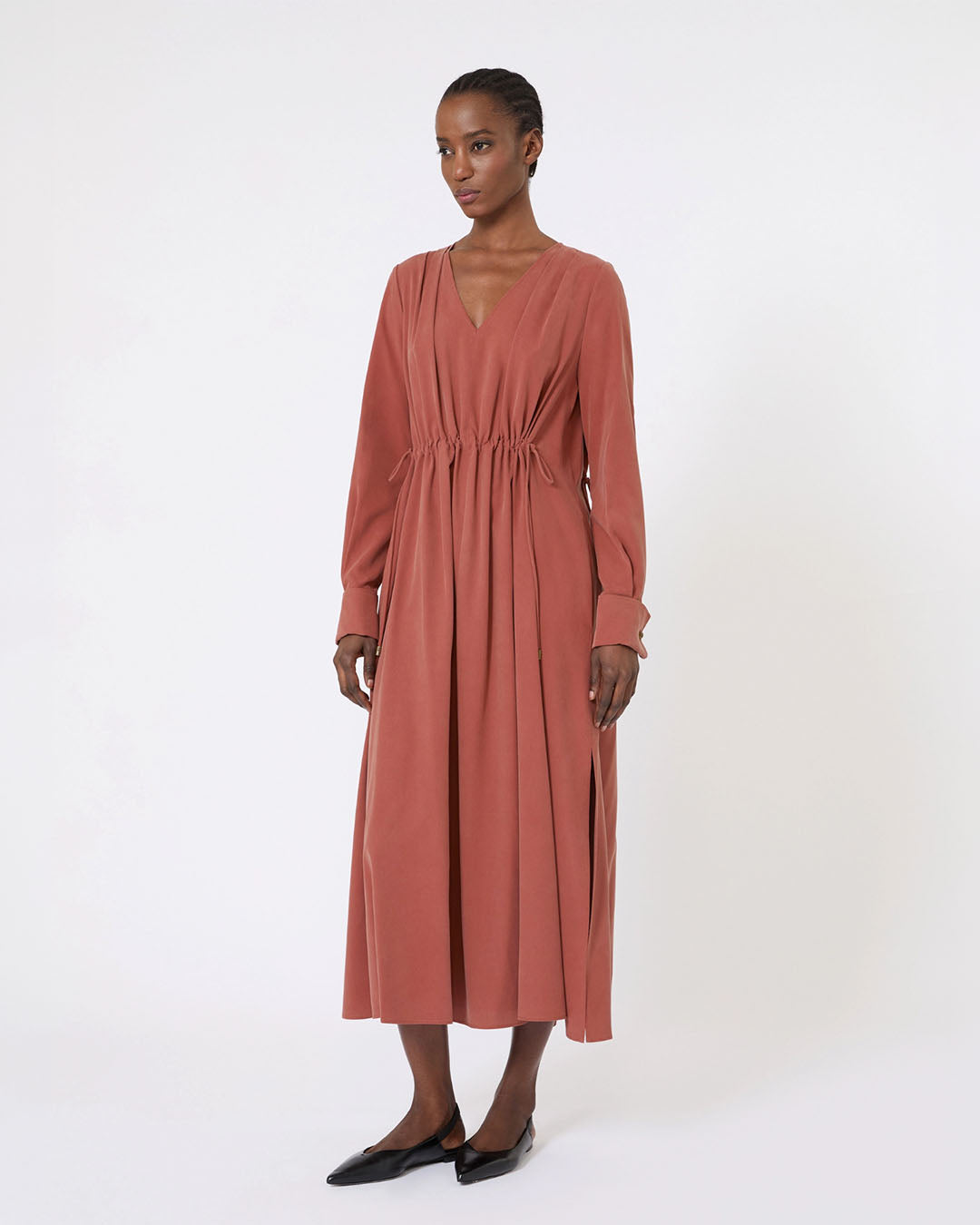 Max Mara Full Washed Silk Canvas Dress