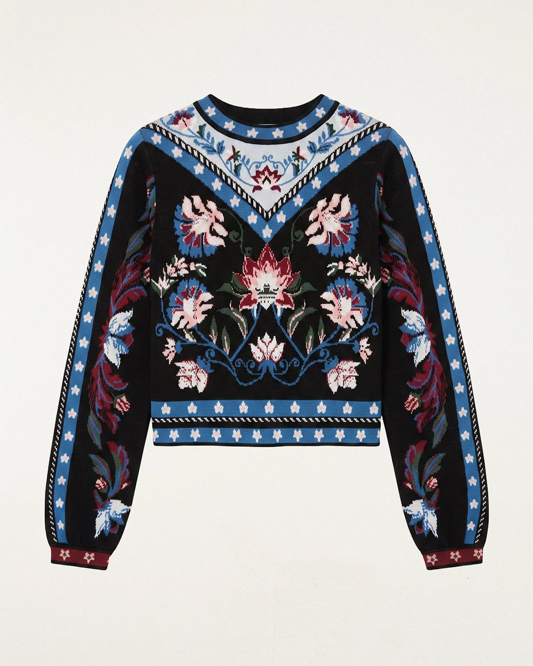 Farm Rio Natalia Burgundy Knit Sweater